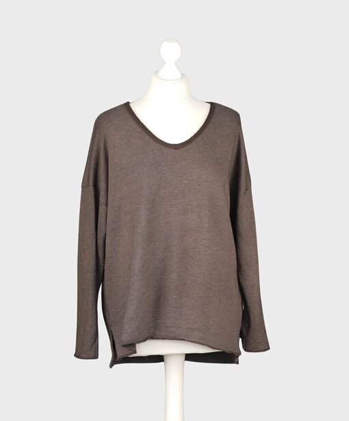Sweatshirt mit V-Ausschnitt “SIENNA” graubraun (GW89)