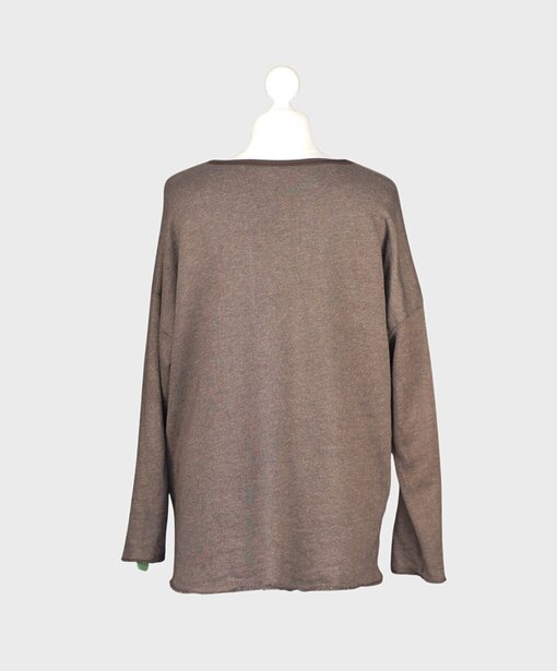 Sweatshirt mit V-Ausschnitt “SIENNA” graubraun (GW89)