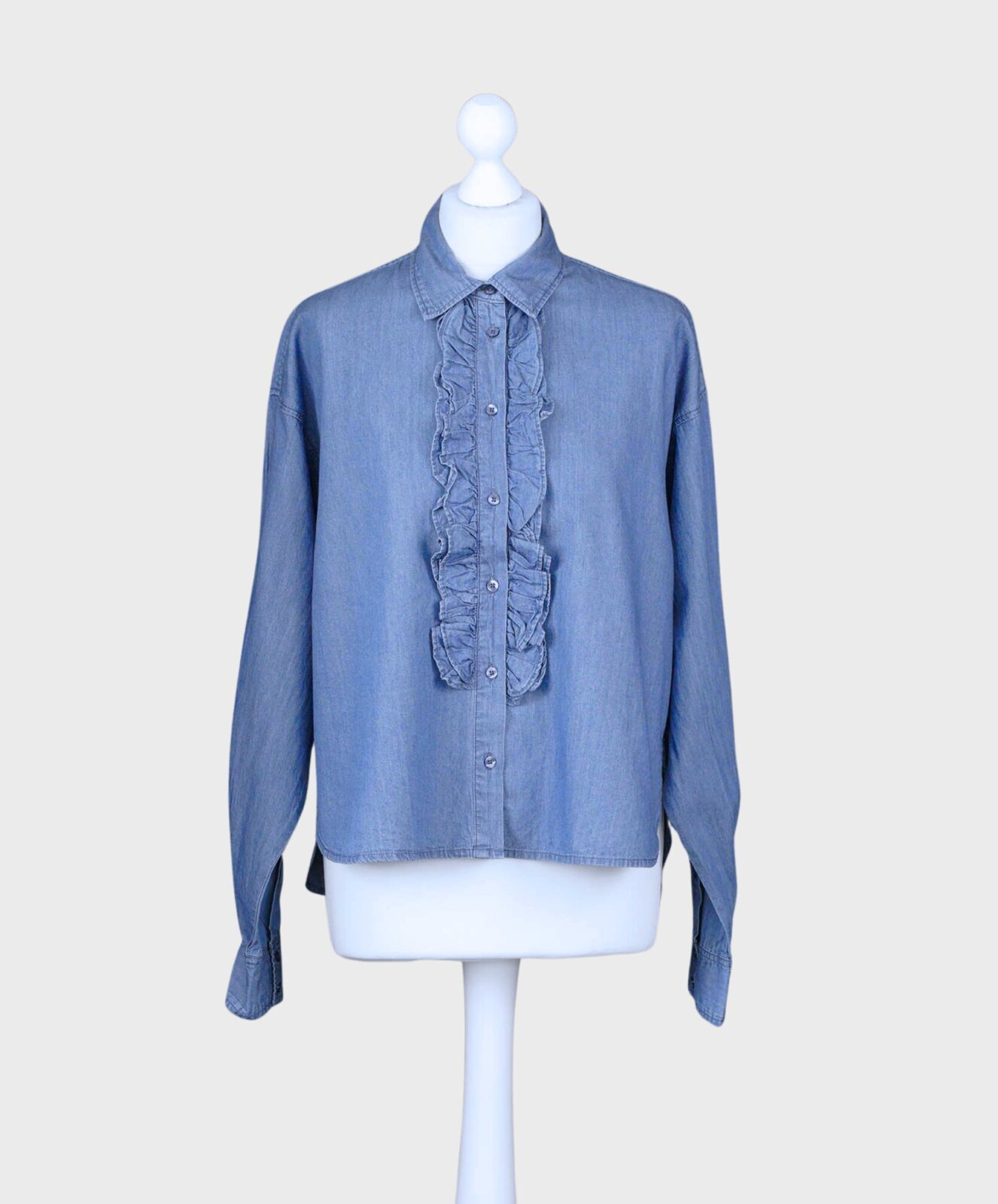 Jeanshemd mit Rüschen “LYNELLA” medium (HL26)