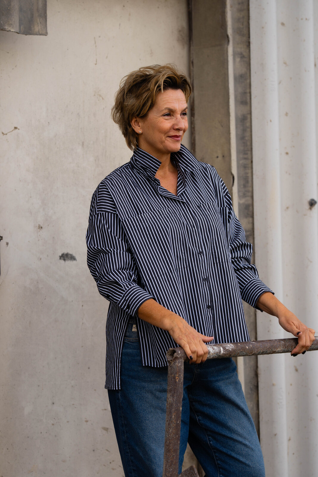 Gestreifte Hemdbluse “MIRENA” black (HL28)