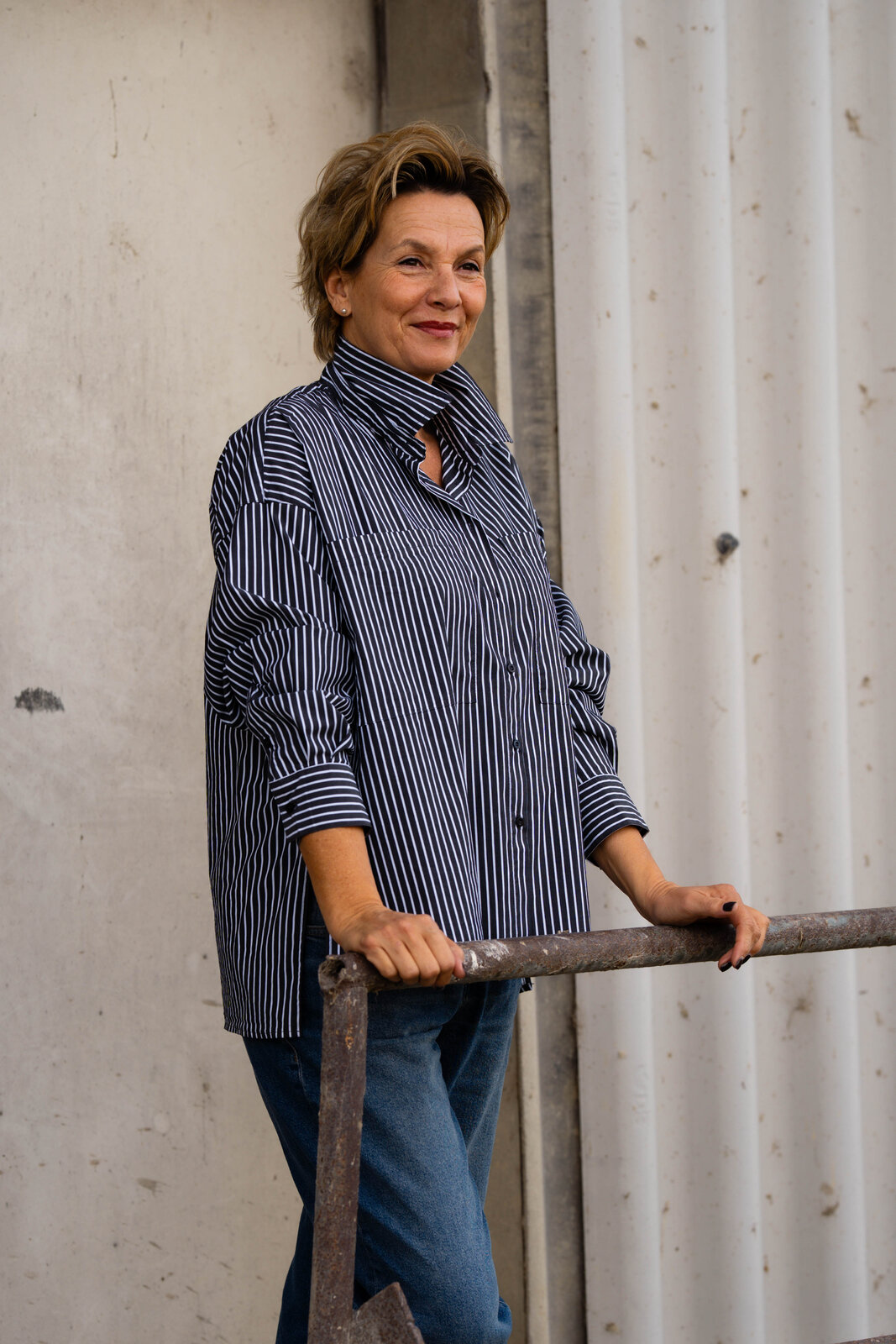 Gestreifte Hemdbluse “MIRENA” black (HL28)