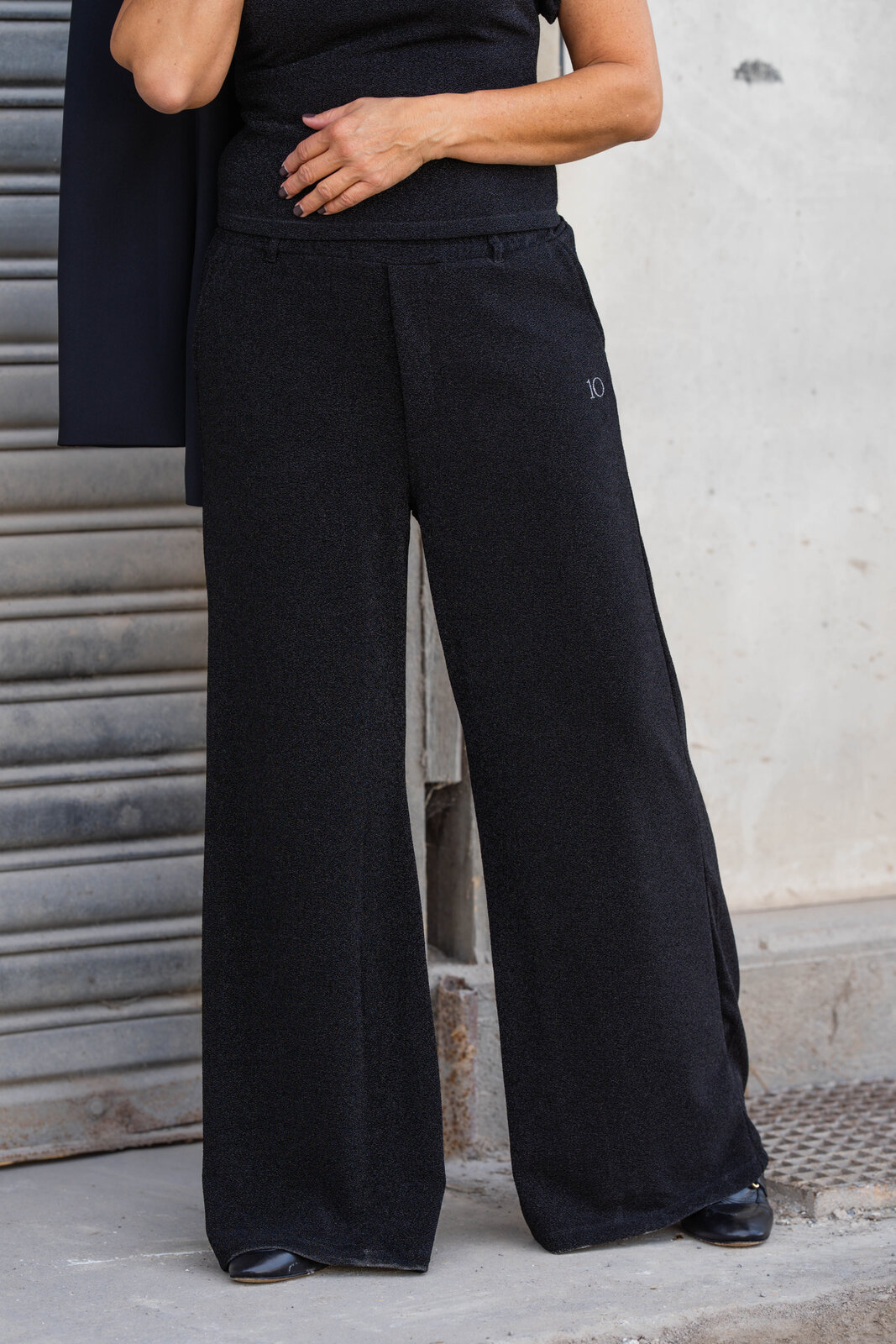 Wide Leg Jogger Sparkle “HEIDI” black (10D78)