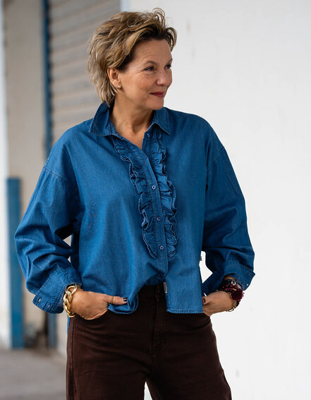 HERRLICHER - Jeanshemd mit Rüschen "LYNELLA" (HL26)