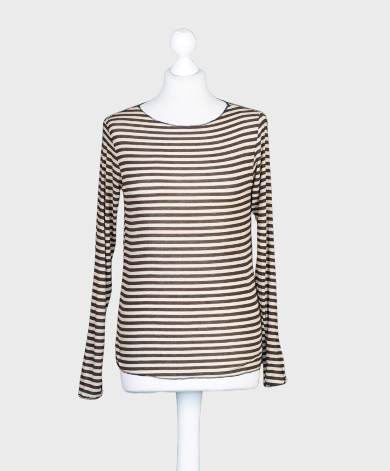 Transparentes Streifenshirt “RENATA” sand/braun (BA06)