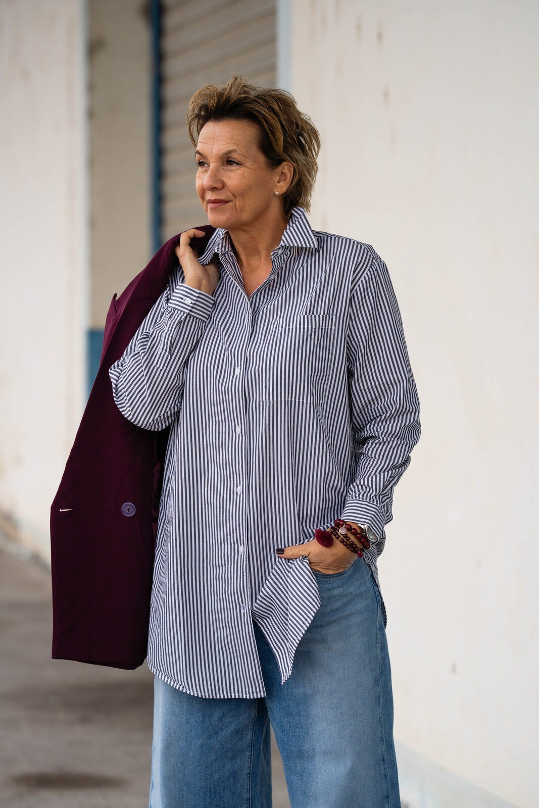 Streifen-Hemdbluse “BLOSSOM” black/optikwhite (SE22)