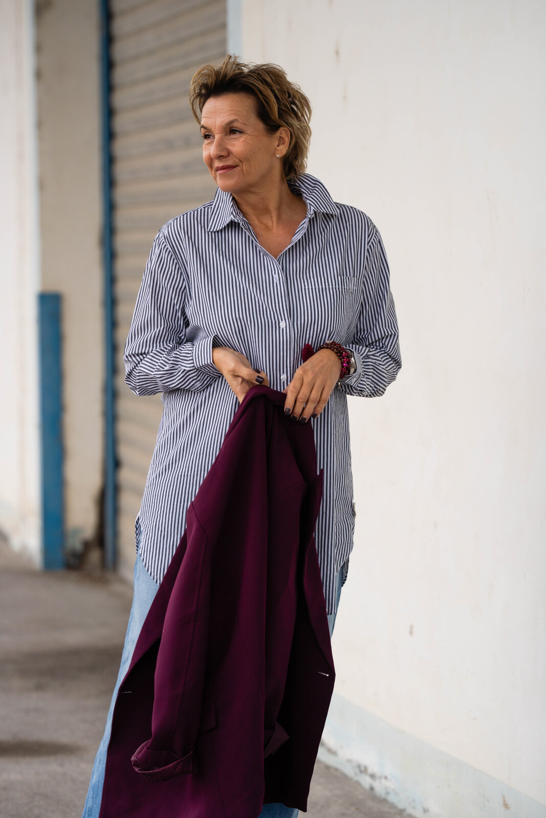 Streifen-Hemdbluse “BLOSSOM” black/optikwhite (SE22)