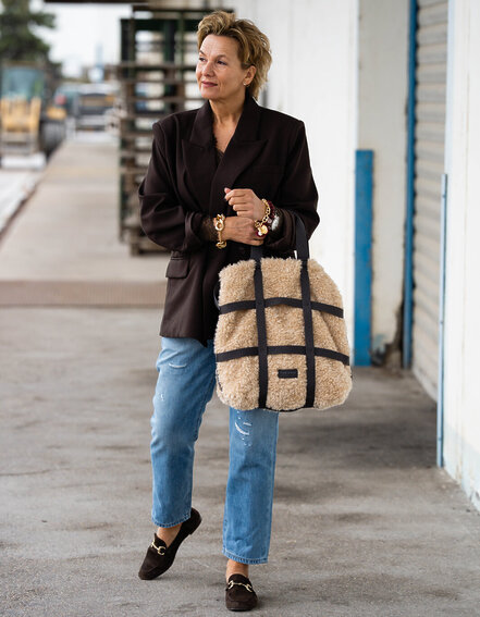 TUCANO - Stylische Kunstpelz Tasche "CAGE TOTE BAG" (TU03)