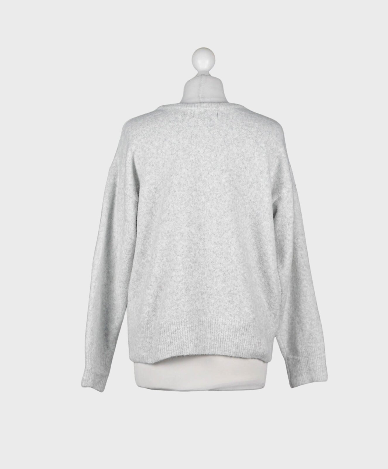 Feinstrickpullover mit V-Ausschnitt hellgrau meliert (GW201)