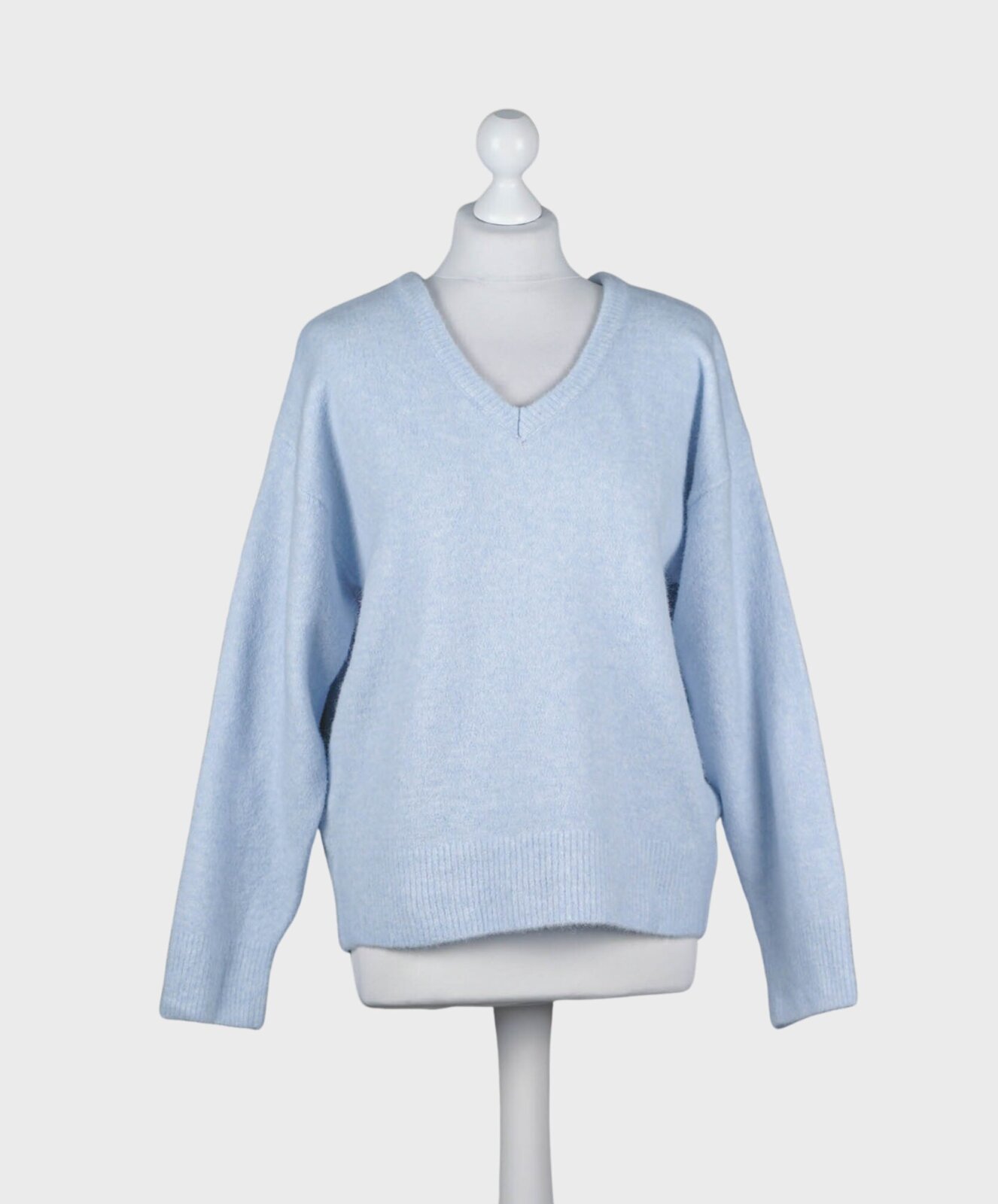 Feinstrickpullover mit V-Ausschnitt hellblau (GW201)