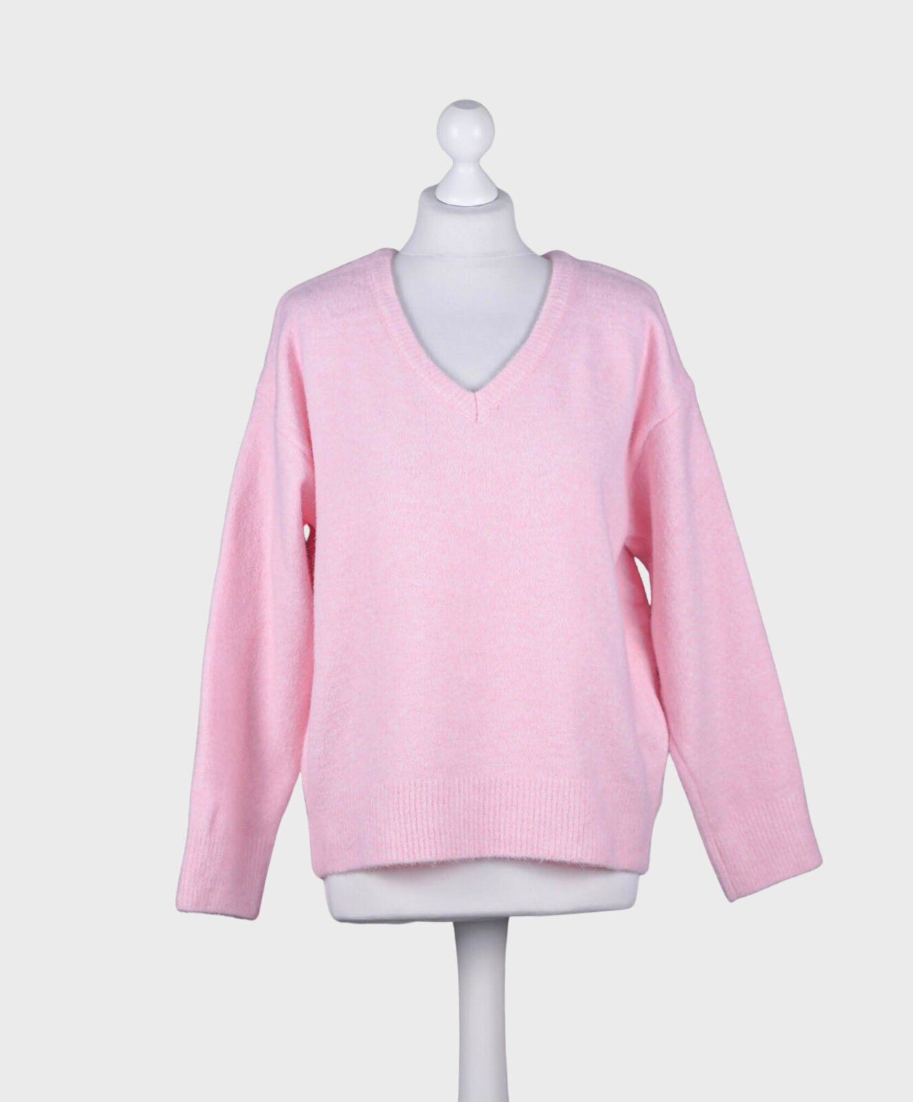 Feinstrickpullover mit V-Ausschnitt rosa (GW201)