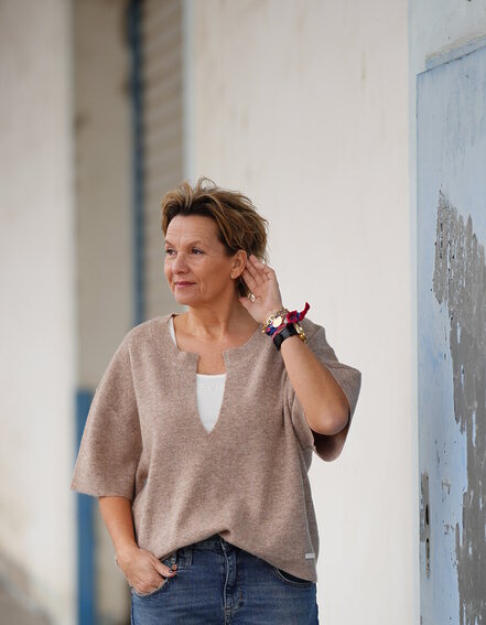 ELIAS RUMELIS - Kurzarm Strickpullover "ADALOA" (ER96)