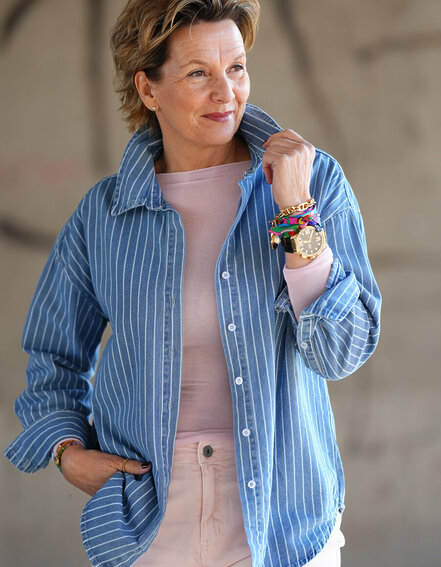 FRAUENSACHE - Streifen Jeanshemd (GW04)