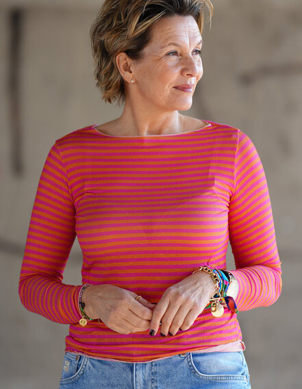 FRAUENSACHE - Transparentes Streifenshirt "RENATA" (BA06)