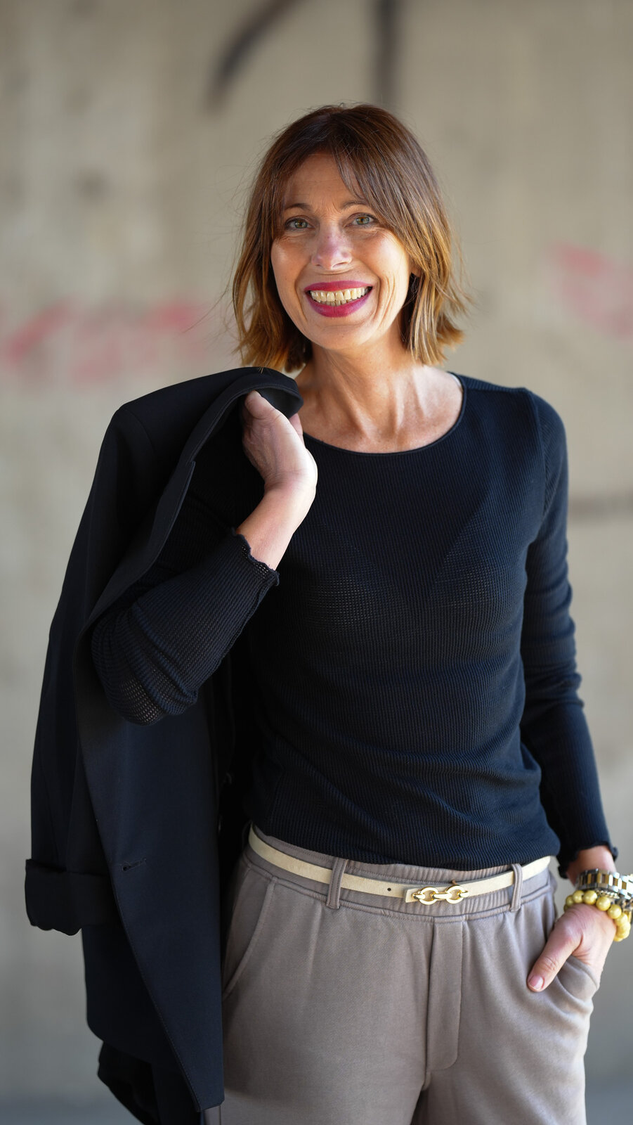 Long Sleeve Tee Mesh black (10D55)/Wide Leg Jogger moonrock (10D49)