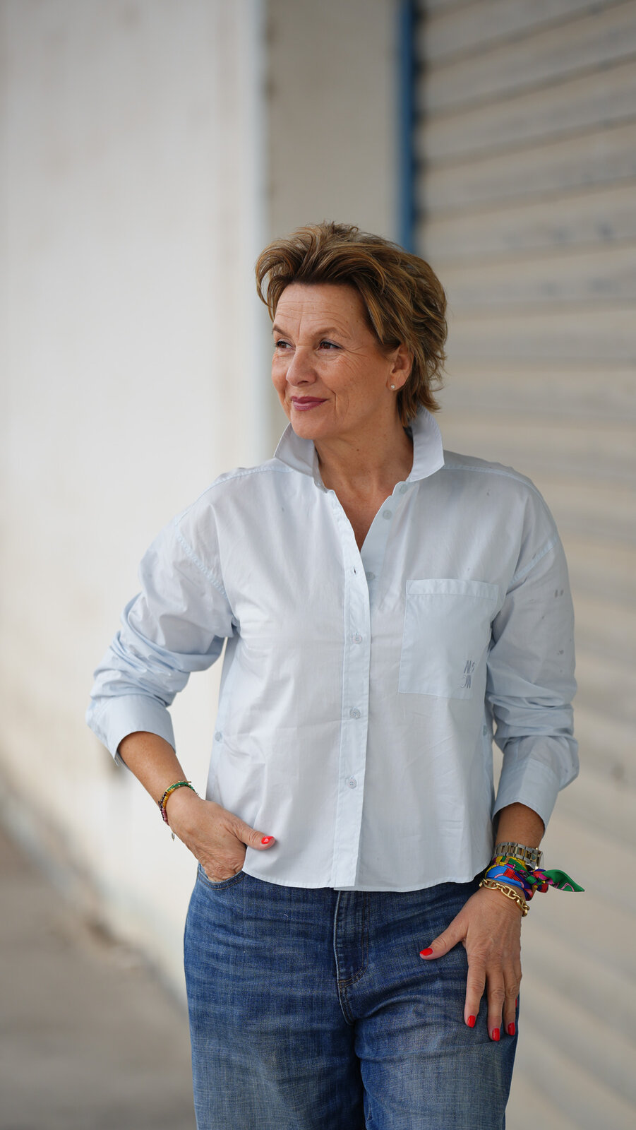 Sommerliche Bluse “JULIA” light blue solid (MSC29)