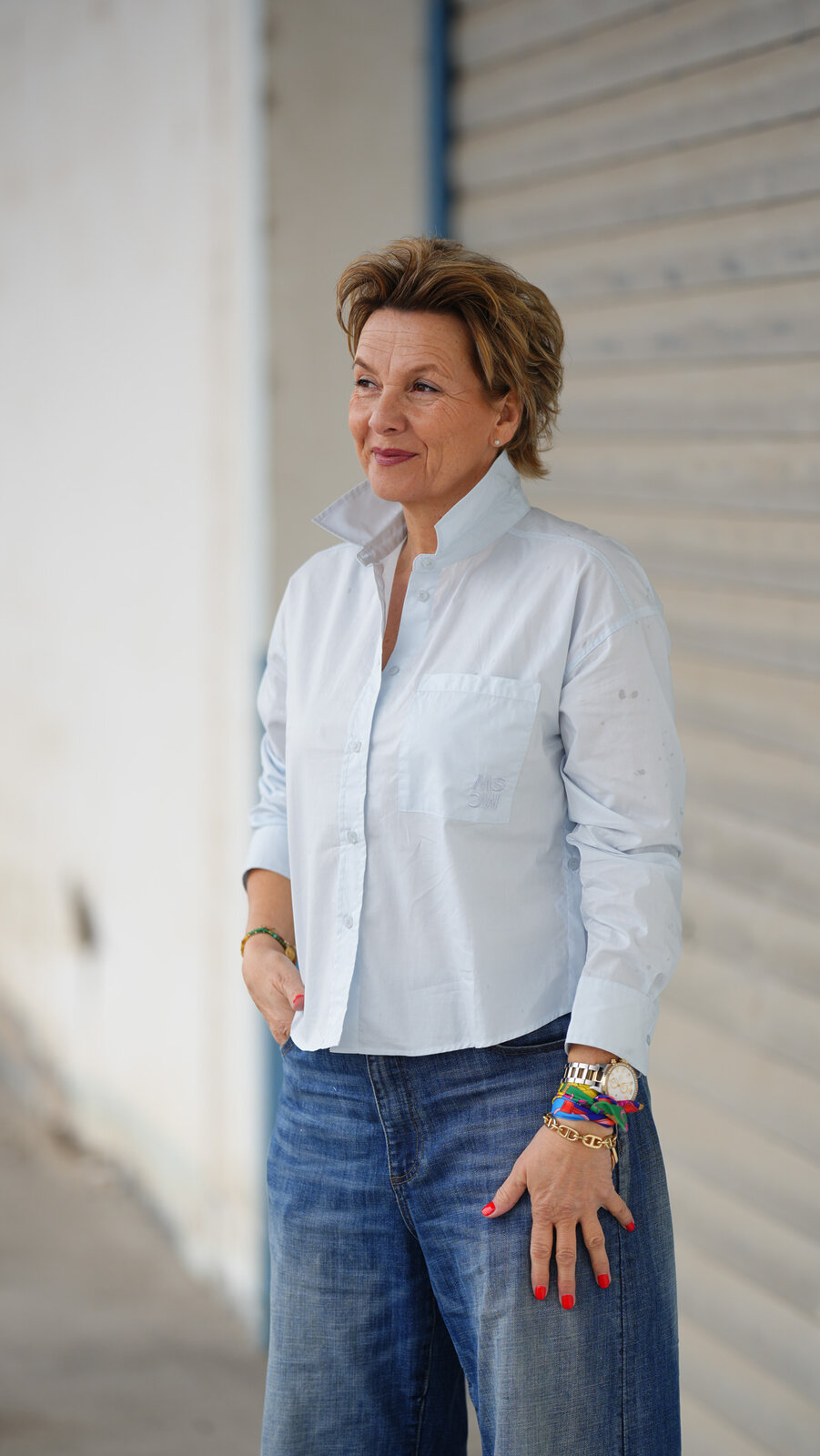 Sommerliche Bluse “JULIA” light blue solid (MSC29)