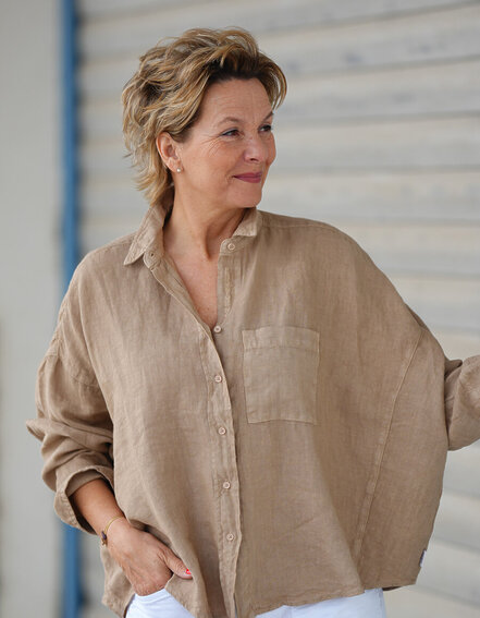 PENN&INK - Kurze Oversized Leinenbluse (PI18)