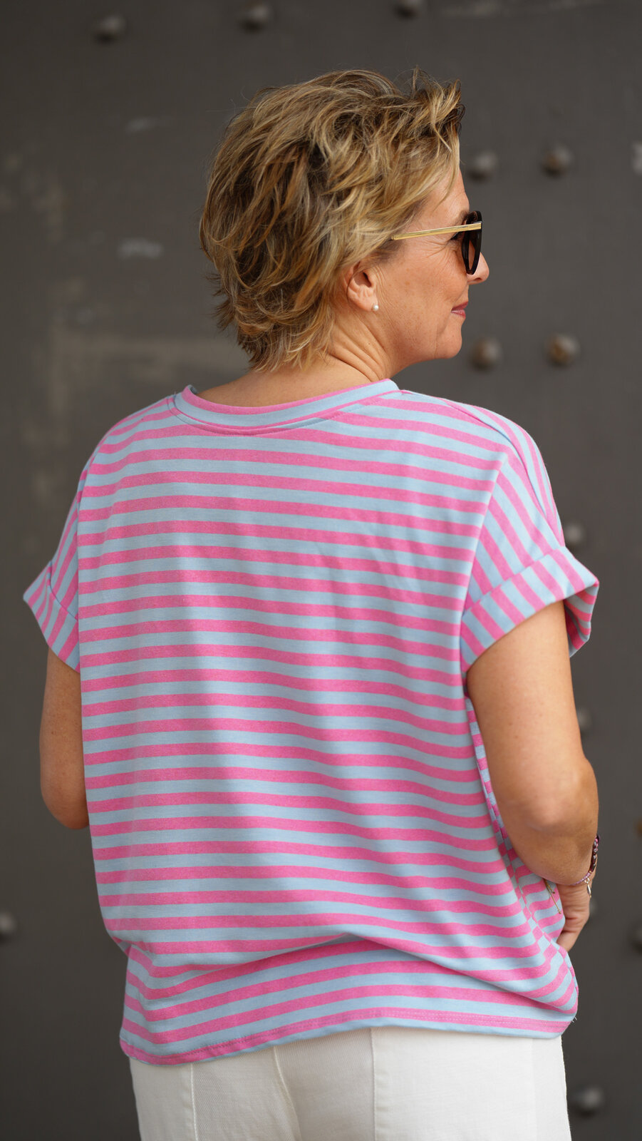 Lockeres Streifenshirt hellblau/rosa (BA63)