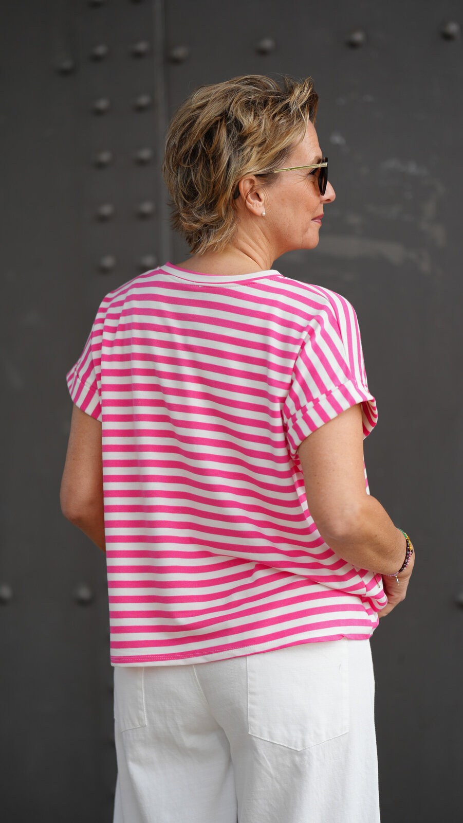 Lockeres Streifenshirt pink/weiß (BA63)