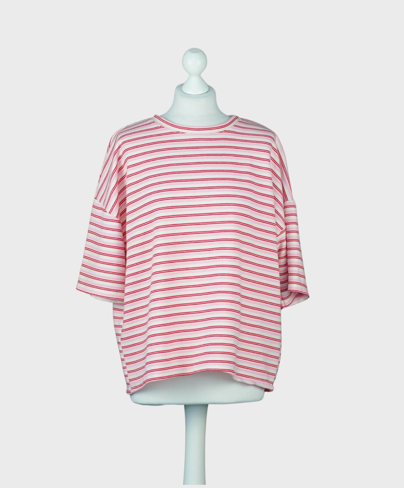 Gestreiftes Shirt weiß/rosa/rot (BA55)