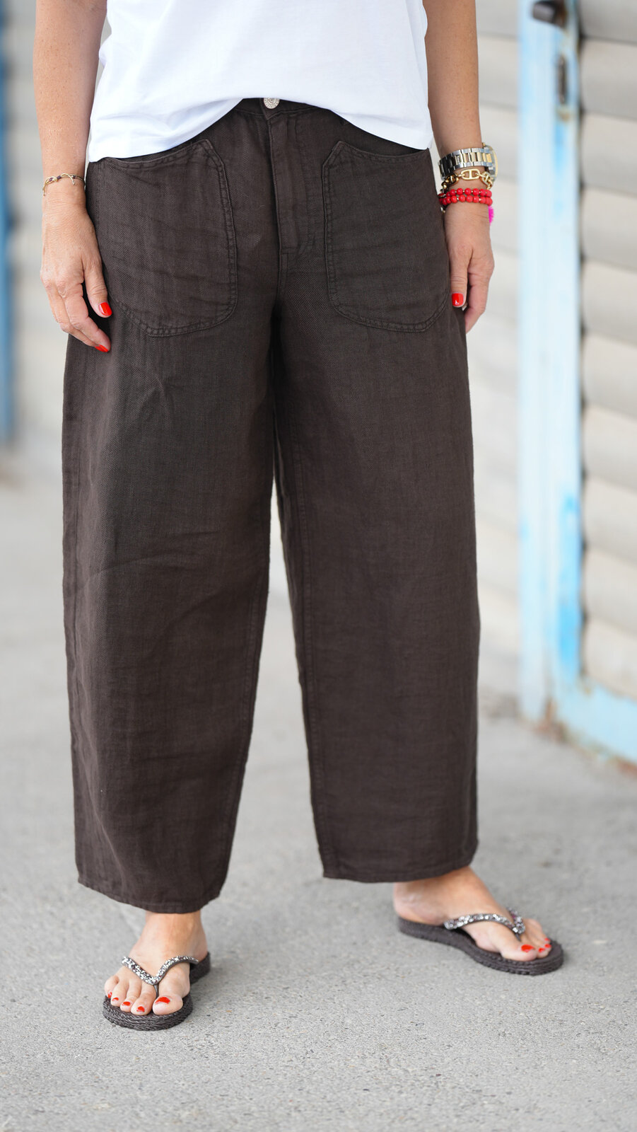 Tolle Leinenhose “MERYLL LINEN” coffee (HL46)