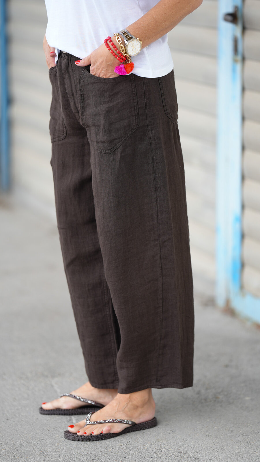 Tolle Leinenhose “MERYLL LINEN” coffee (HL46)