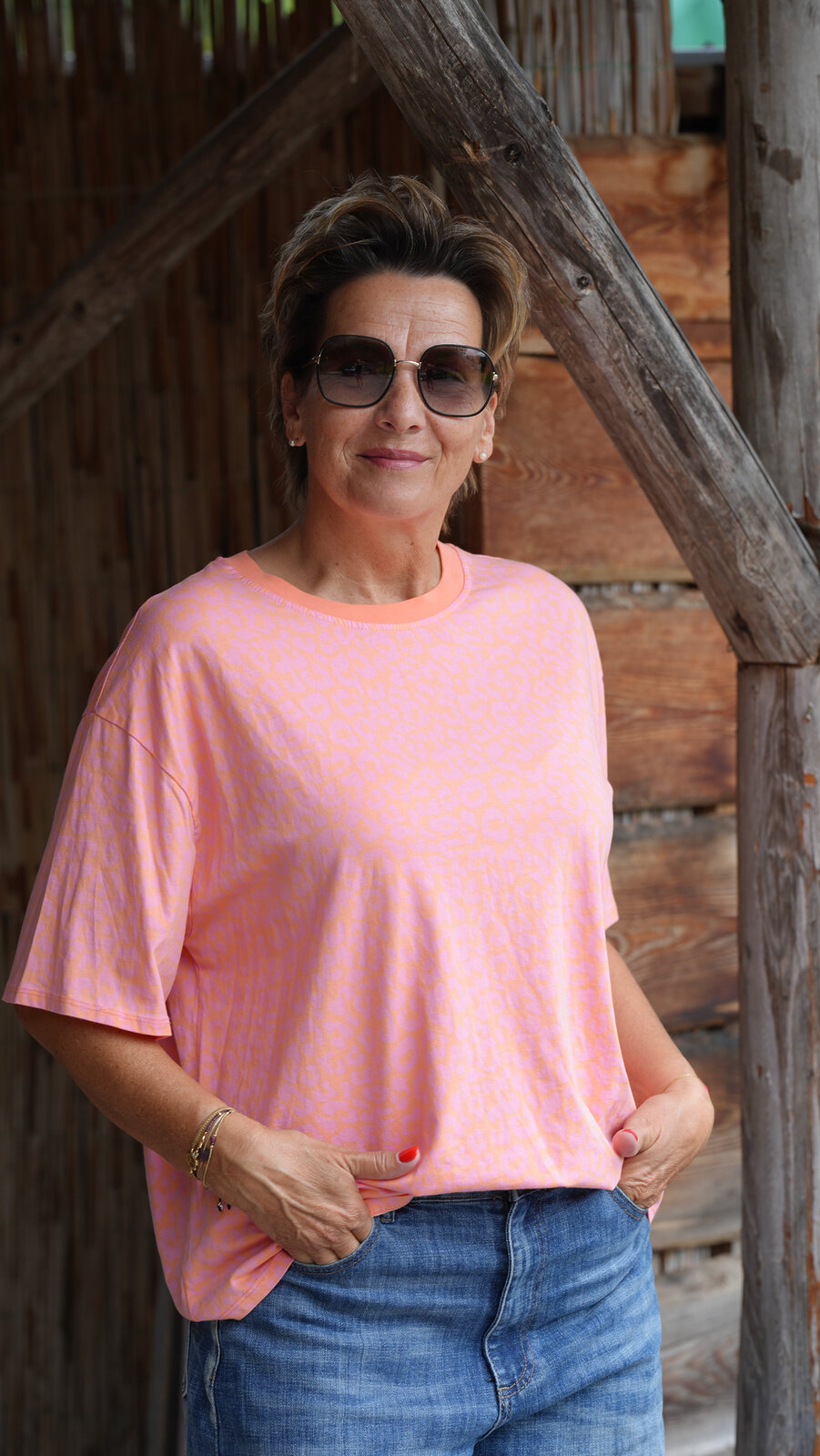 Cooles Leo Shirt rosa/orange (BA26)