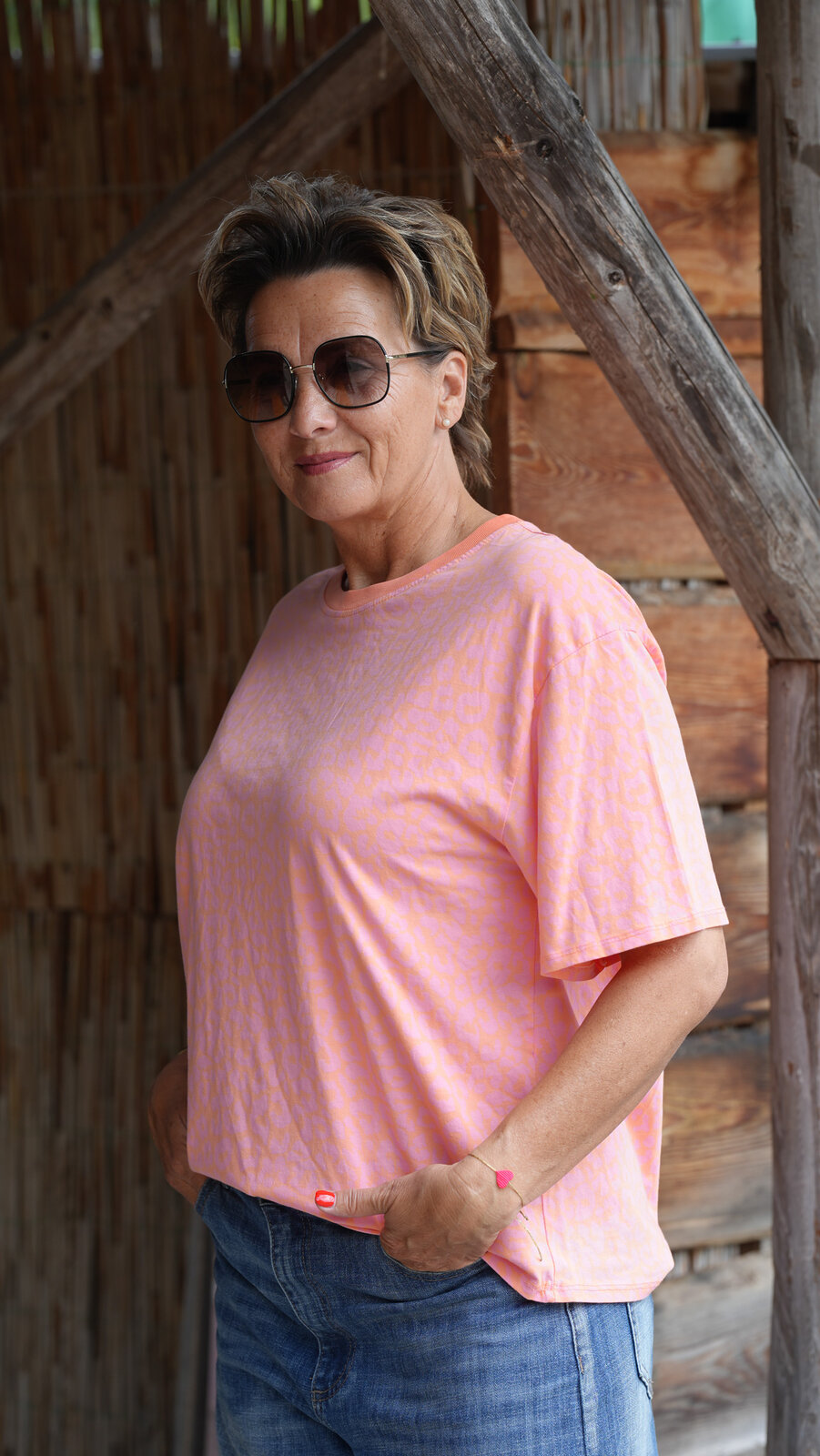 Cooles Leo Shirt rosa/orange (BA26)