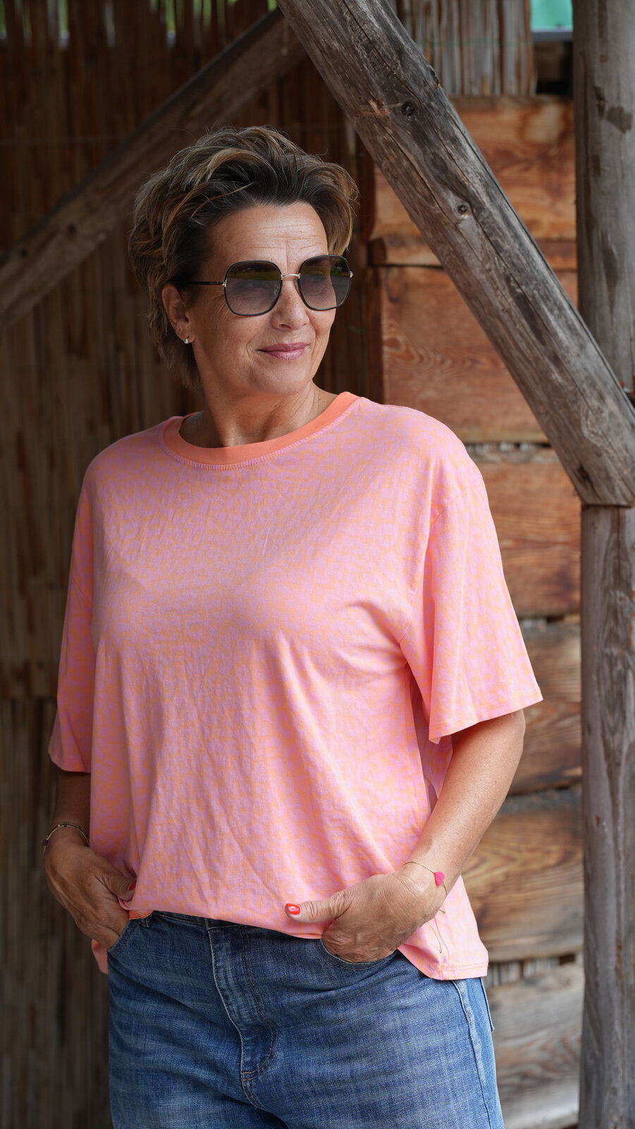 Cooles Leo Shirt rosa/orange (BA26)