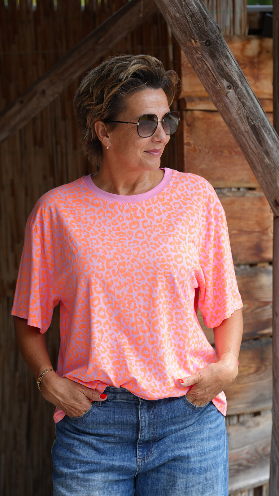 Cooles Leo Shirt mauve/neon orange (BA26)
