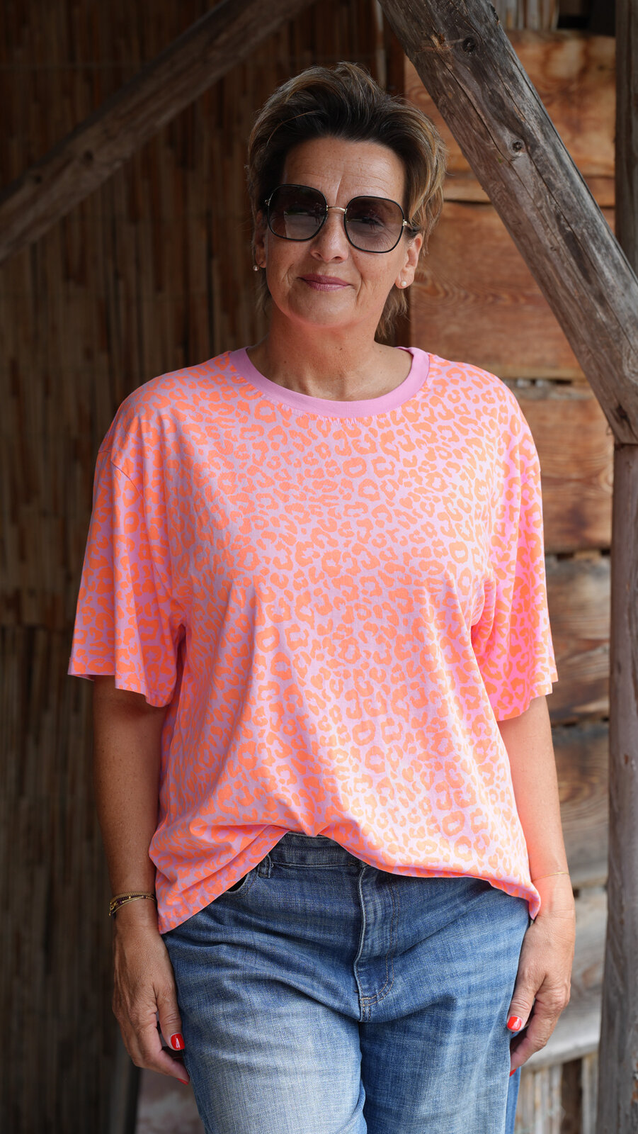 Cooles Leo Shirt mauve/neon orange (BA26)