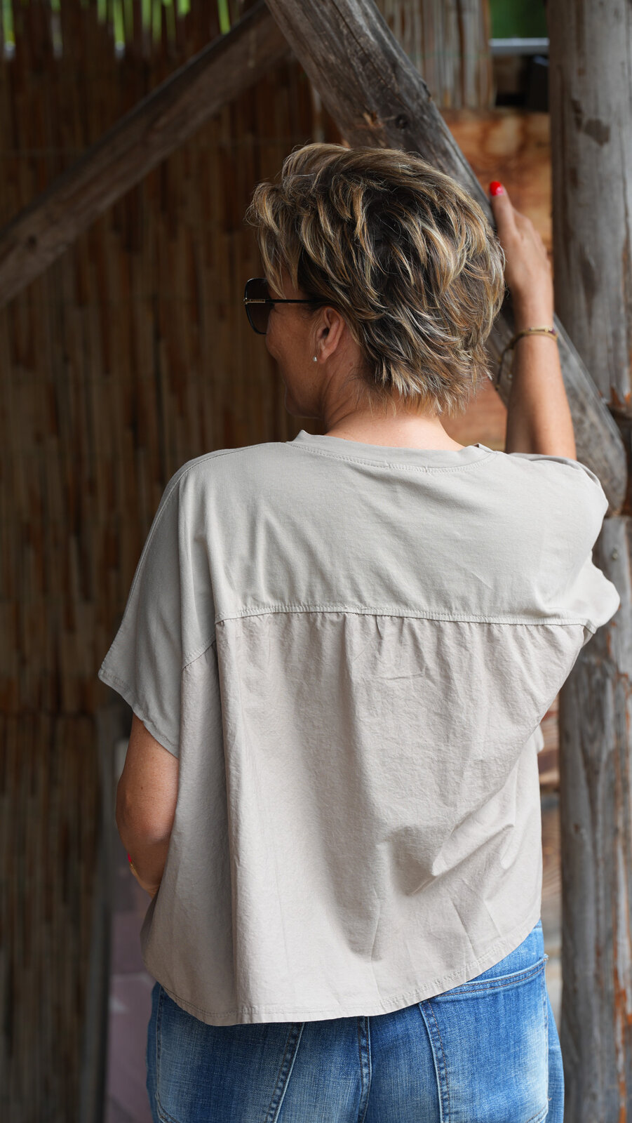 Lässiges Mixshirt taupe (BA54)