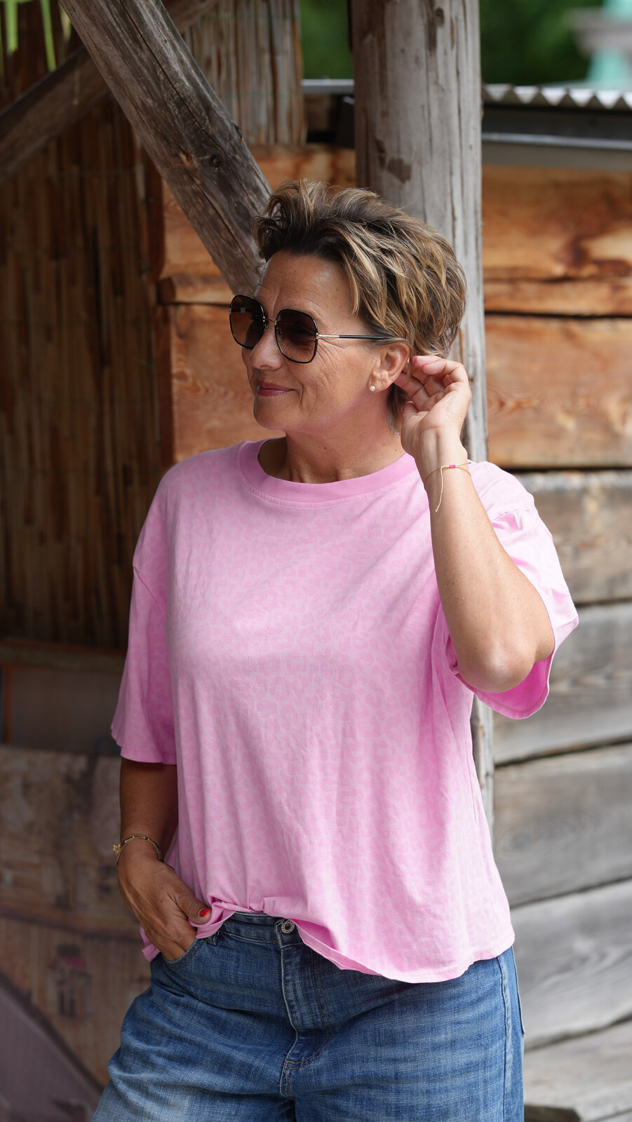 Cooles Leo Shirt rosa/hellrosa (BA26)