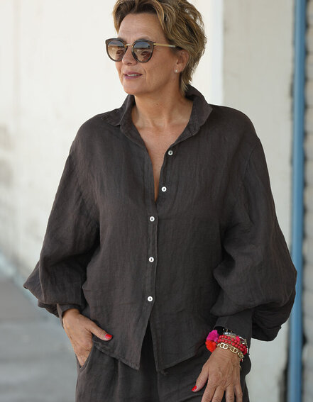 FRAUENSACHE - Leinenbluse mit Bischofsärmeln (GW41)