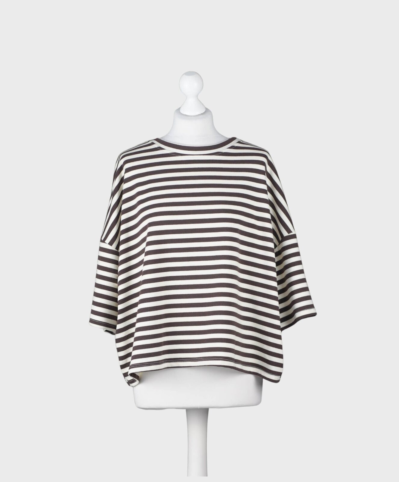 Kurzarm Streifensweater creme/schokobraun (GW02)
