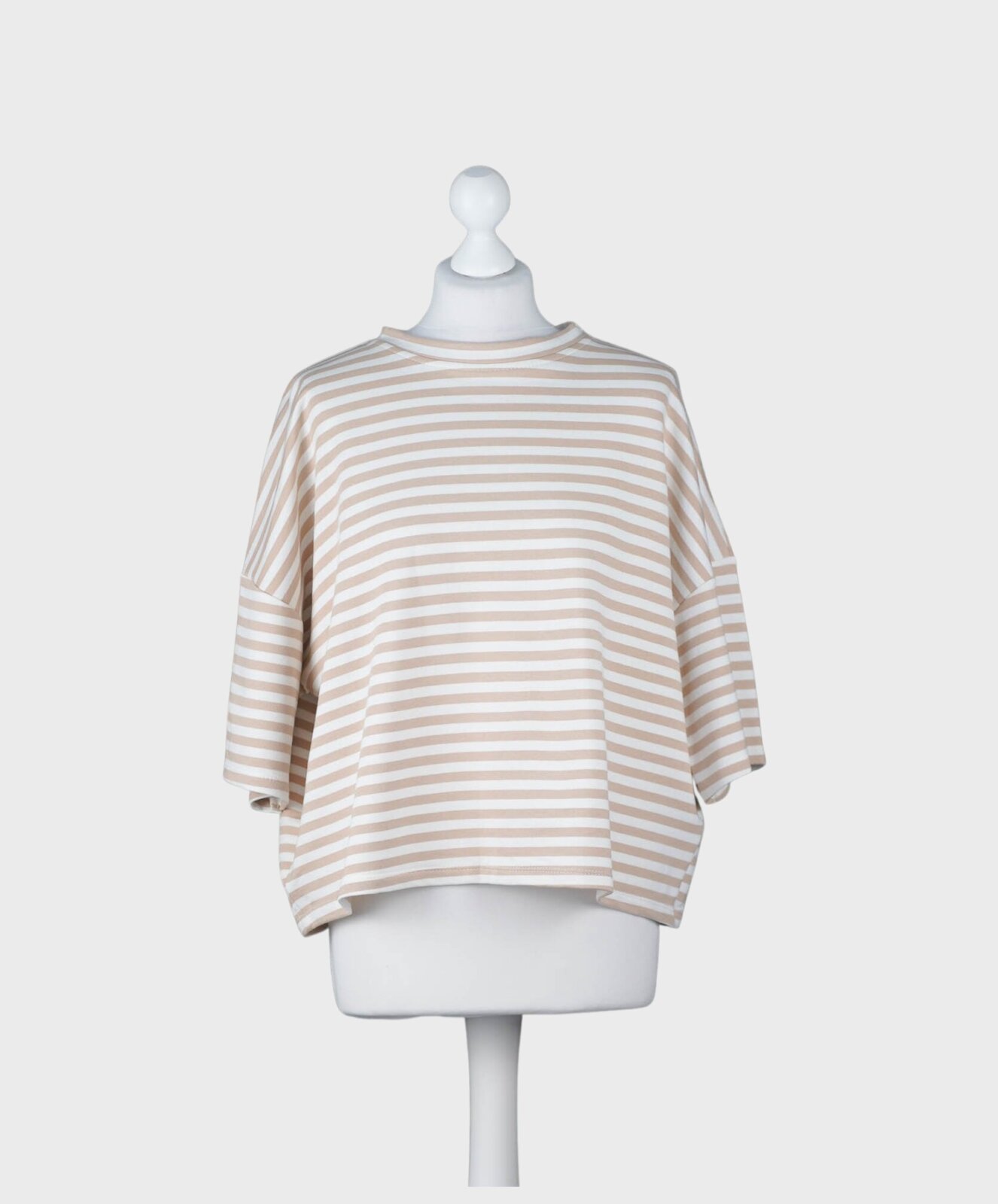 Kurzarm Streifensweater creme/sand (GW02)