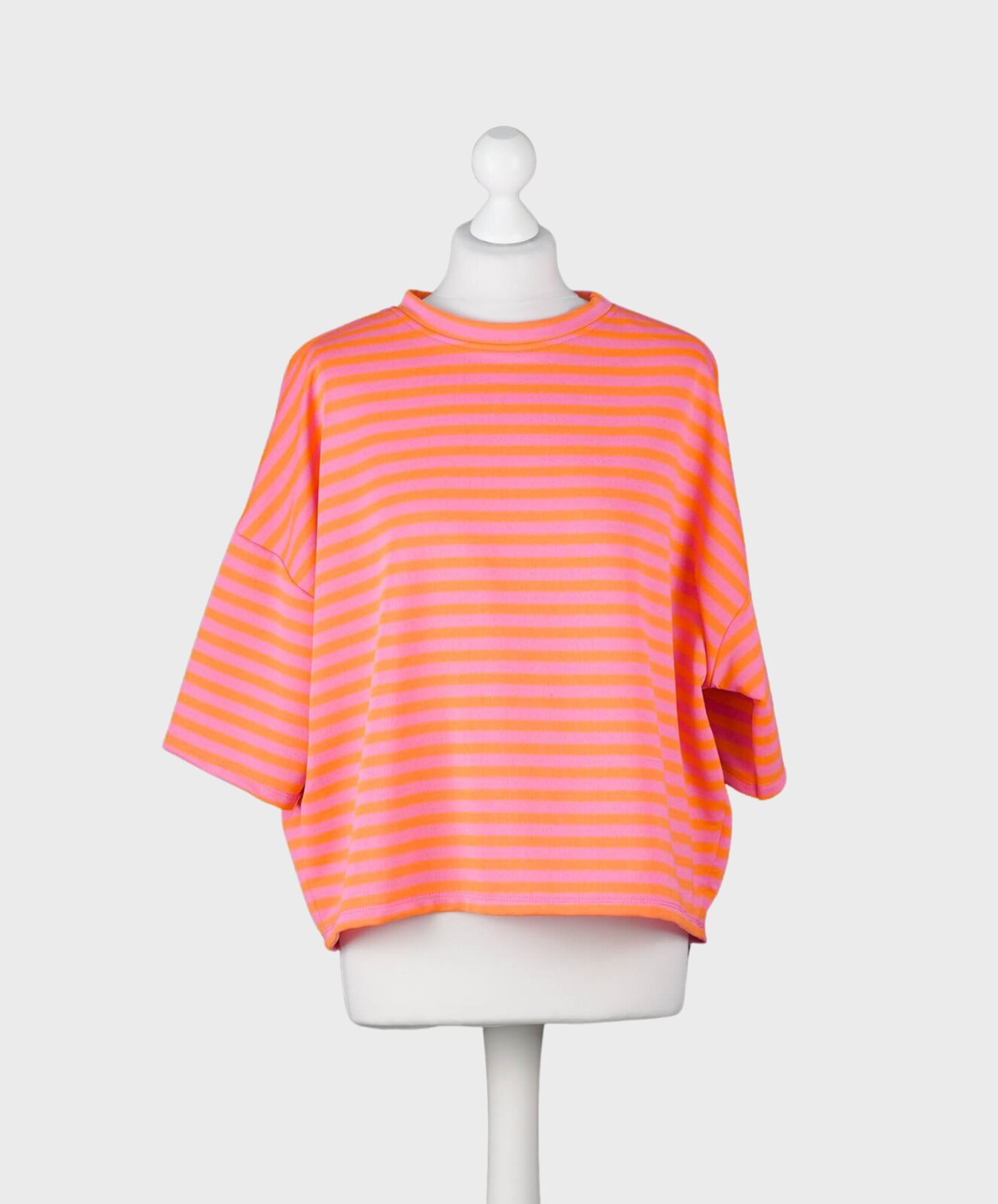 Kurzarm Streifensweater neon orange/pink (GW02)