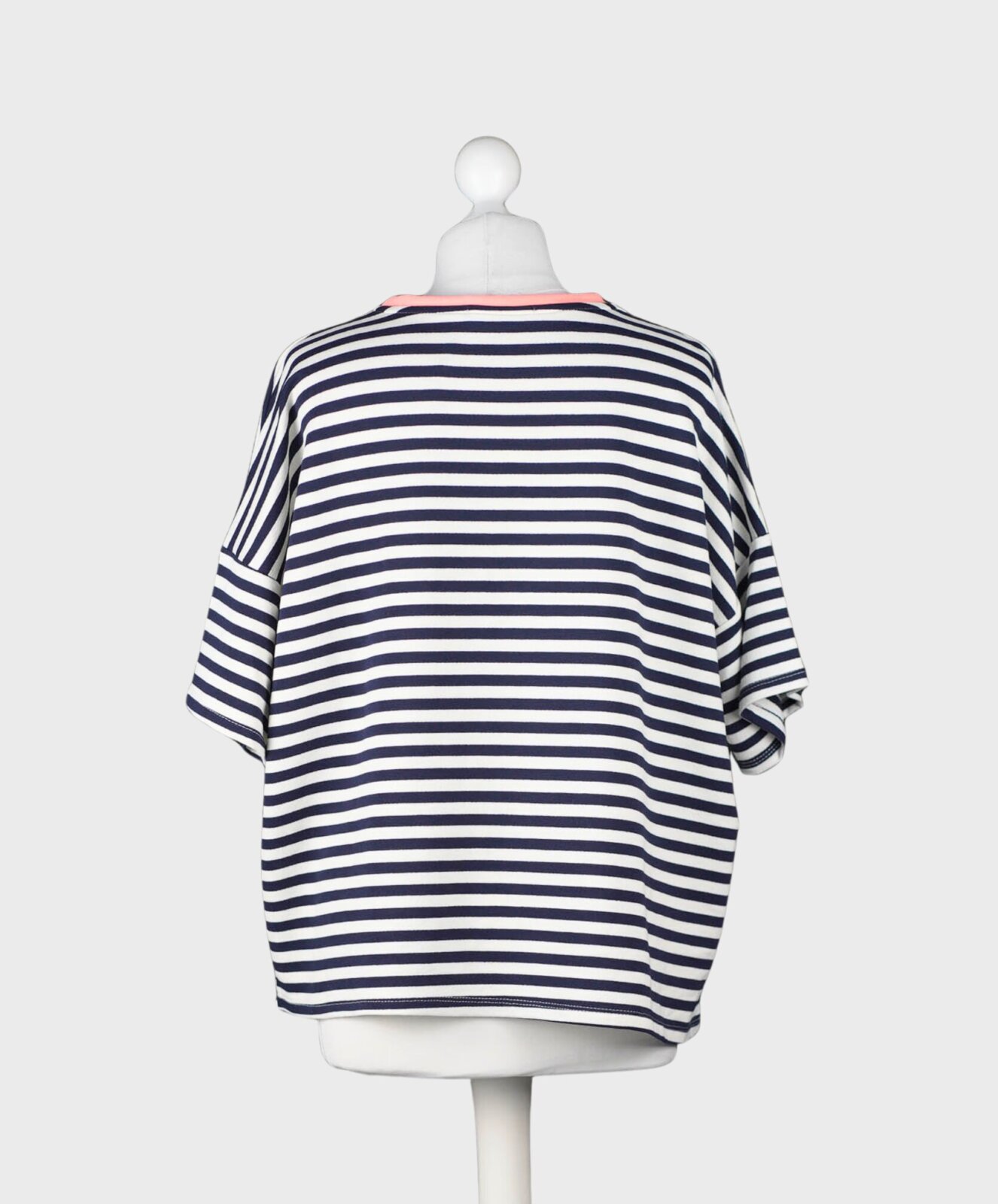 Lässiger Kurzarm Sweater creme/dunkelblau(GW83)