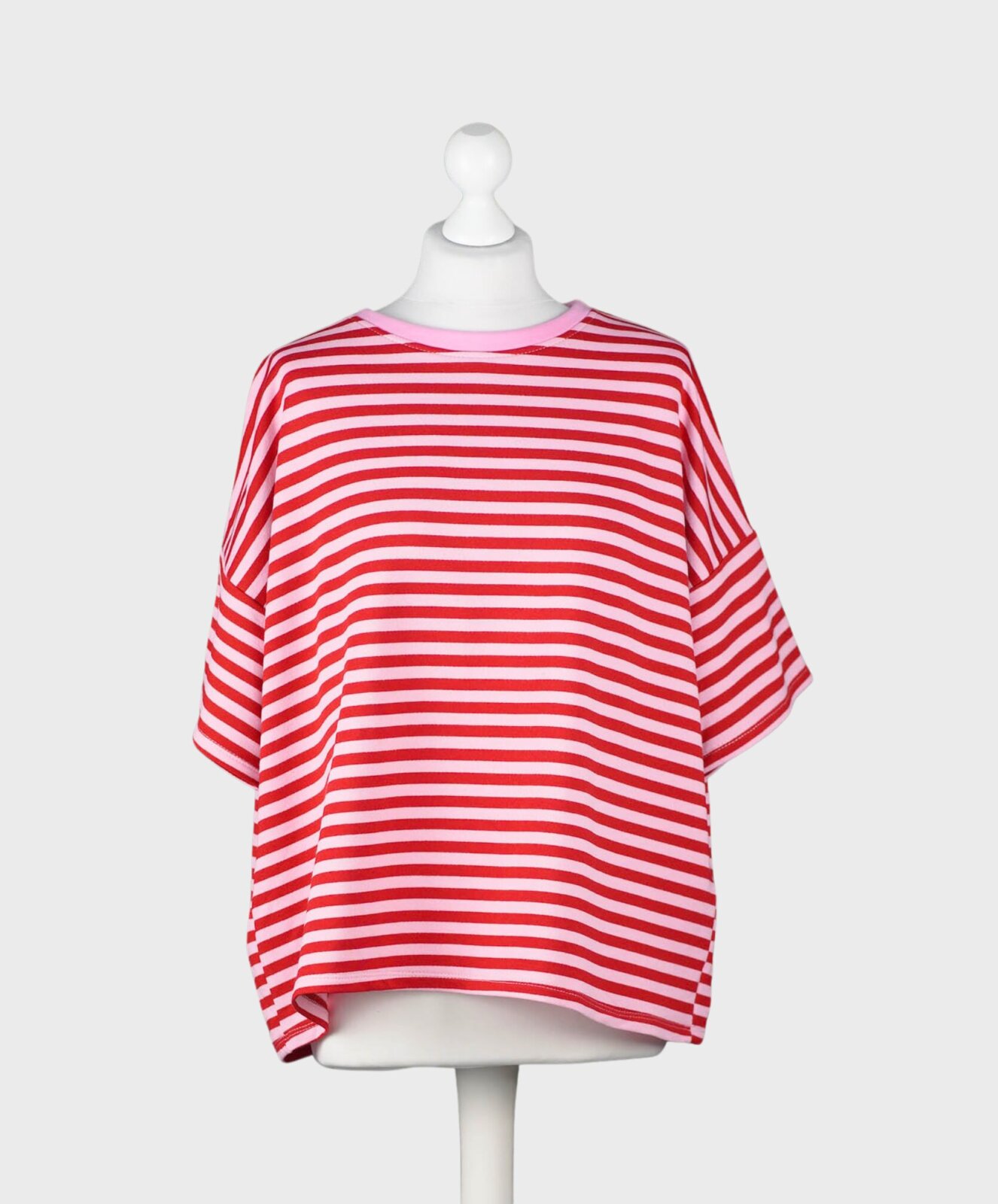 Lässiger Kurzarm Sweater rosa/rot (GW83)