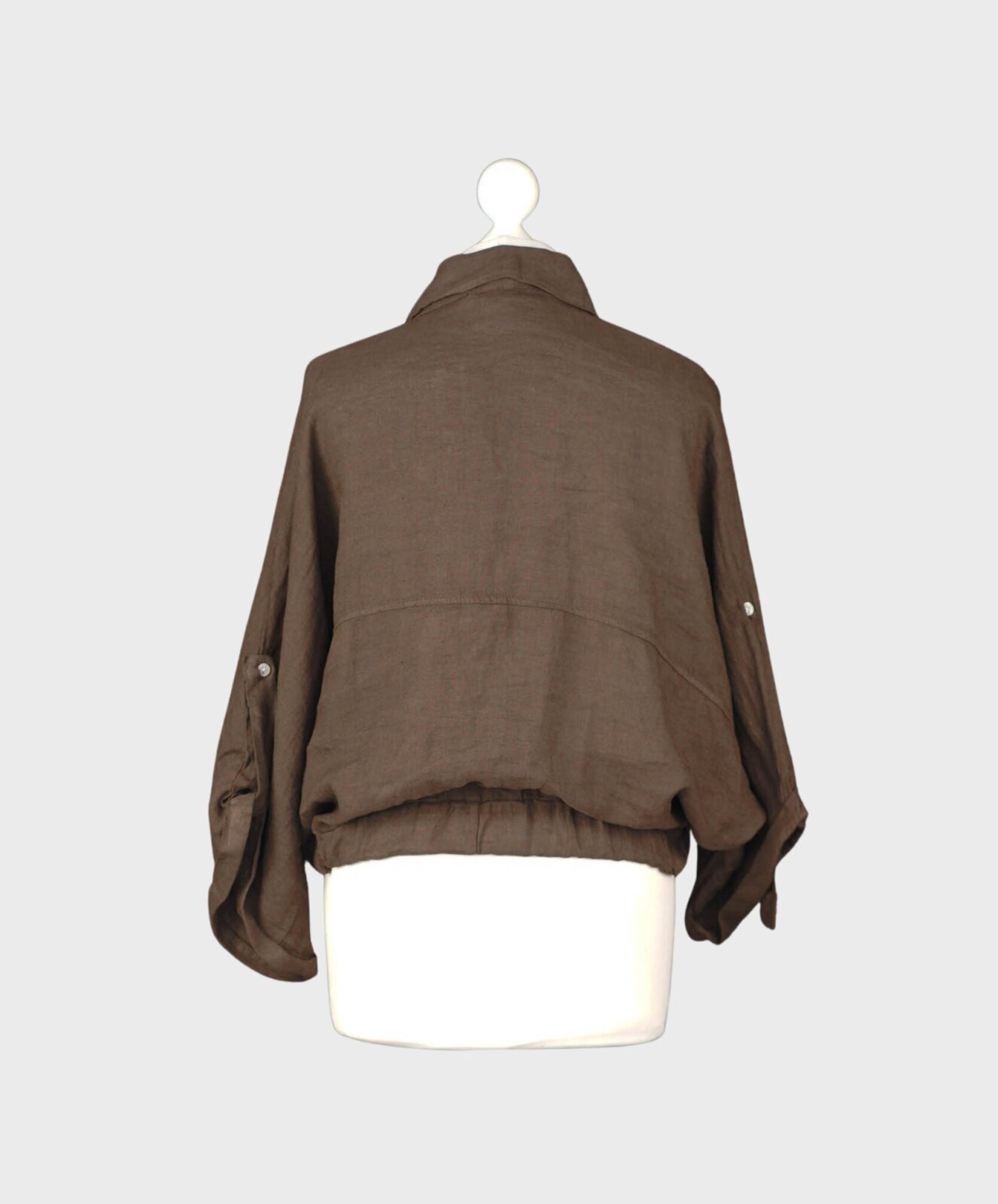 Leinenbluse mit Fledermausärmel schokobraun (GW96)