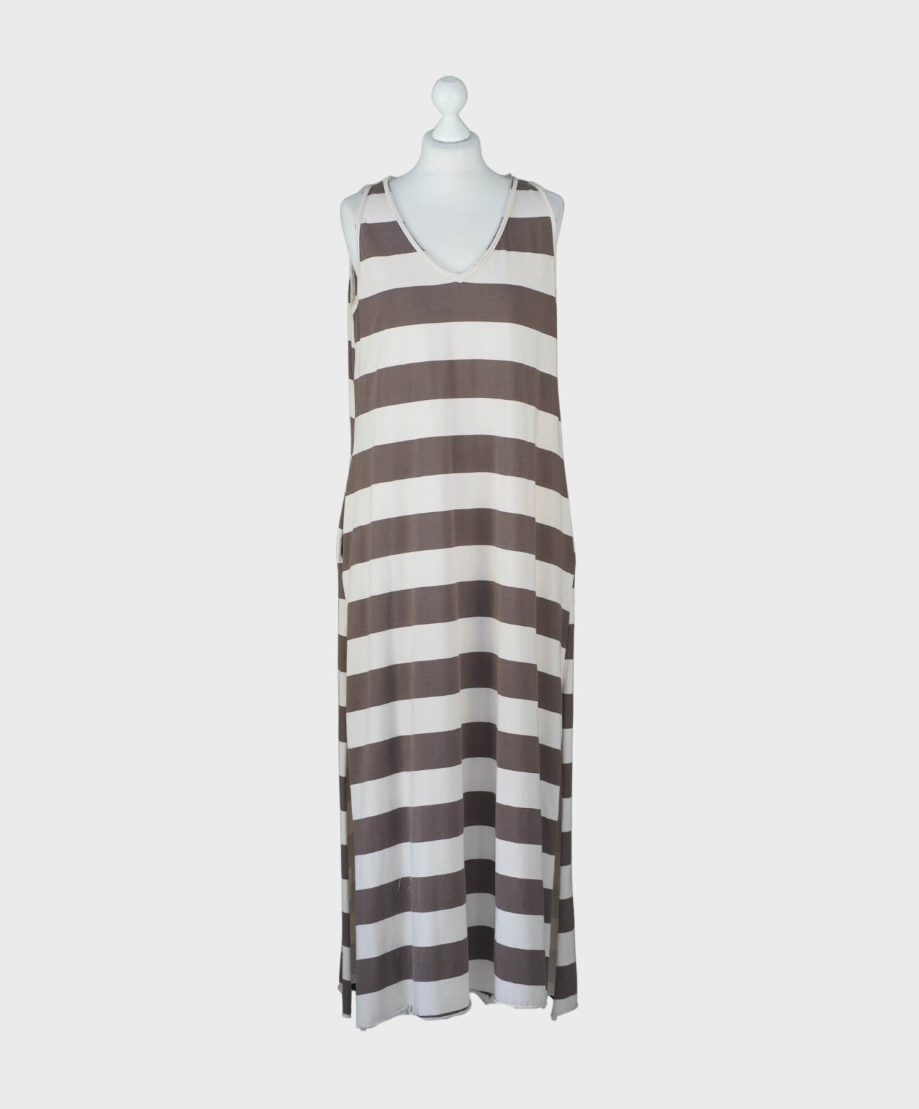 Langes Streifenkleid braun/beige (GW13)
