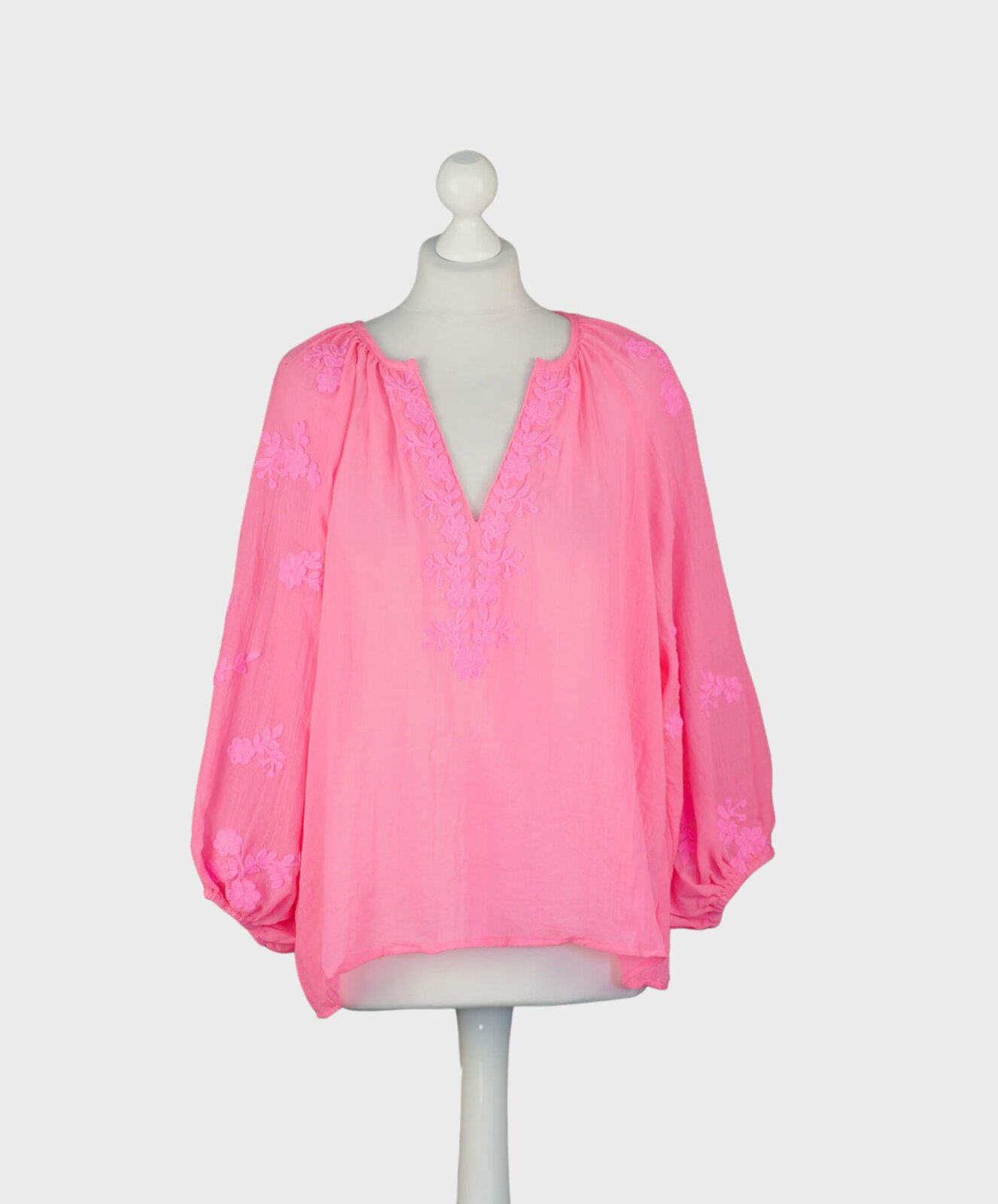 Luftige Tunika Bluse neon pink (GW18)