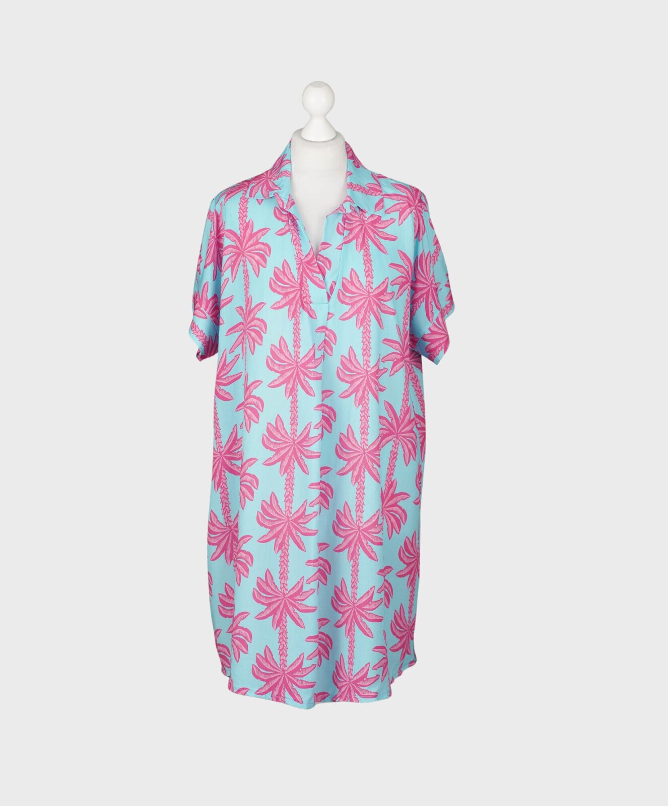 Zauberhaftes Tunika Kleid hellblau/pink (GW67)