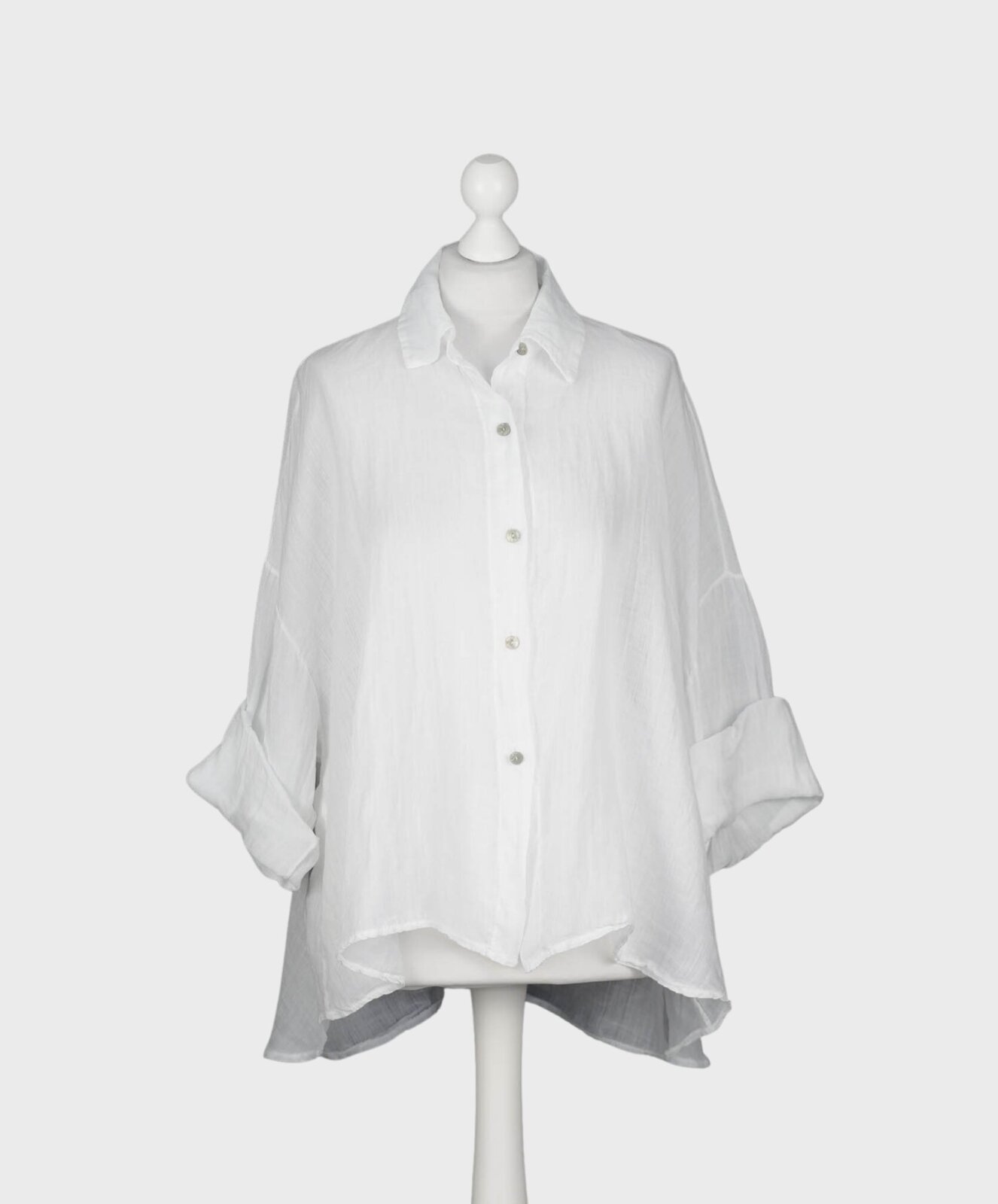 Halbtransparente Leinenbluse weiß (GW59)