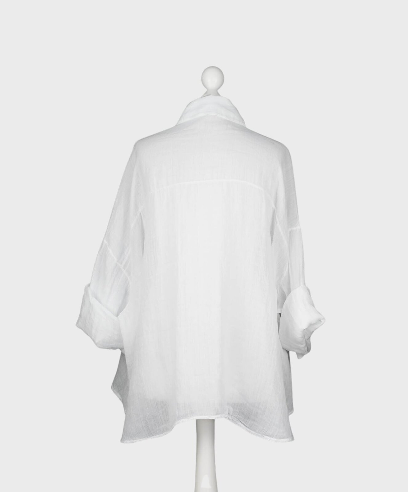 Halbtransparente Leinenbluse weiß (GW59)