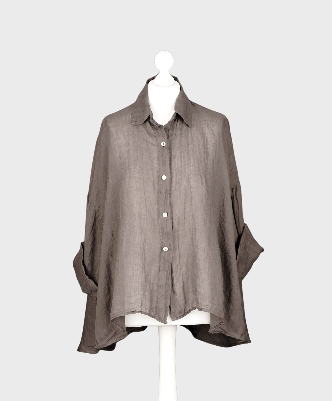 Halbtransparente Leinenbluse schokobraun (GW59)